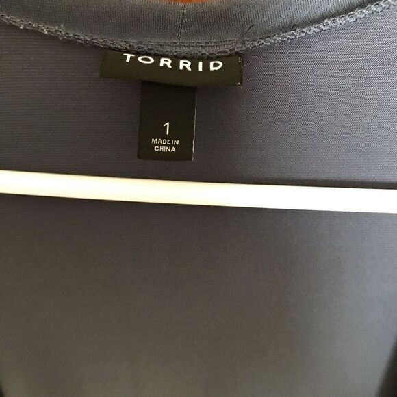 Torrid plus size 1 = 1X Blue duster jacket open front side slits 44” long - Picture 6 of 6